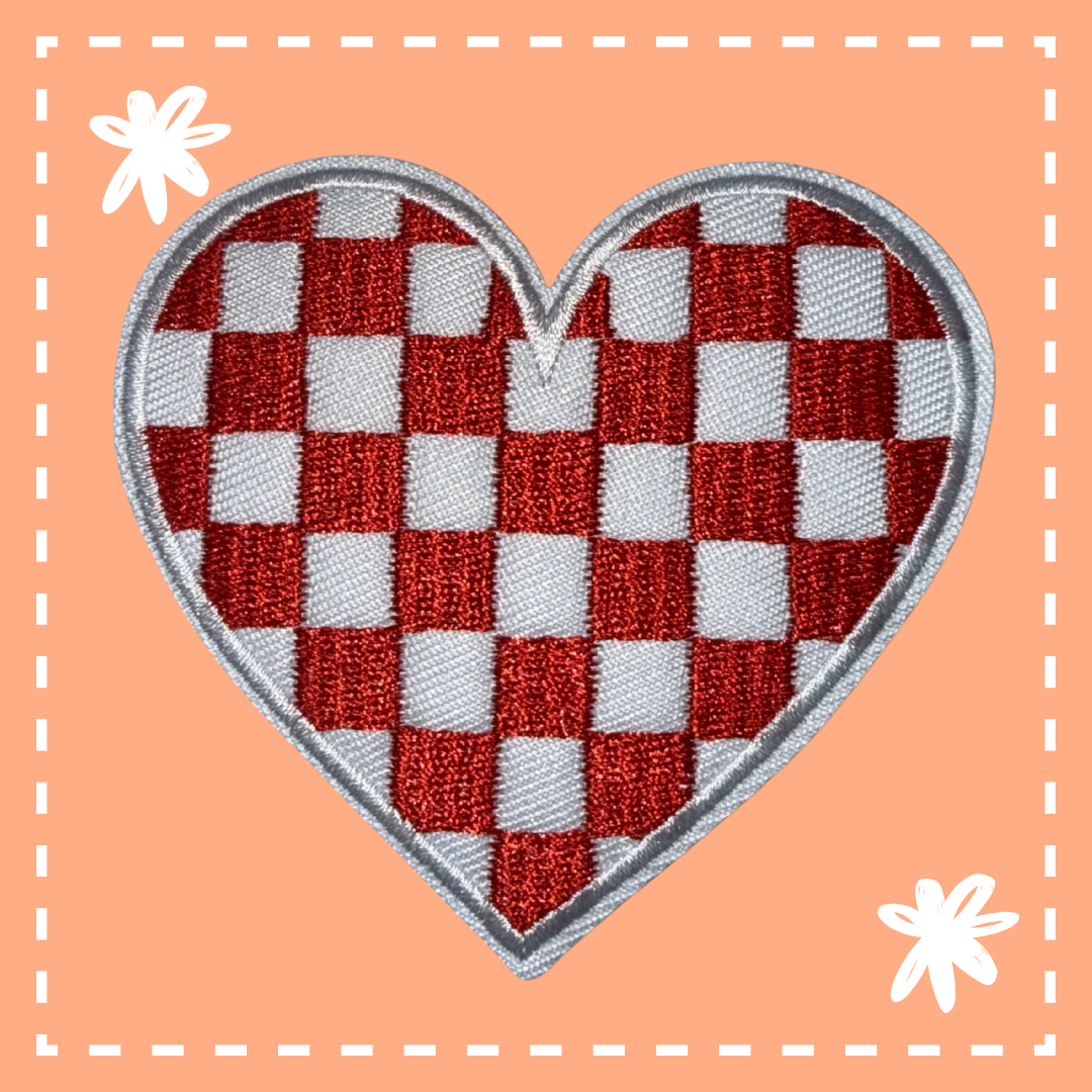 Checkered Heart Patch: Red