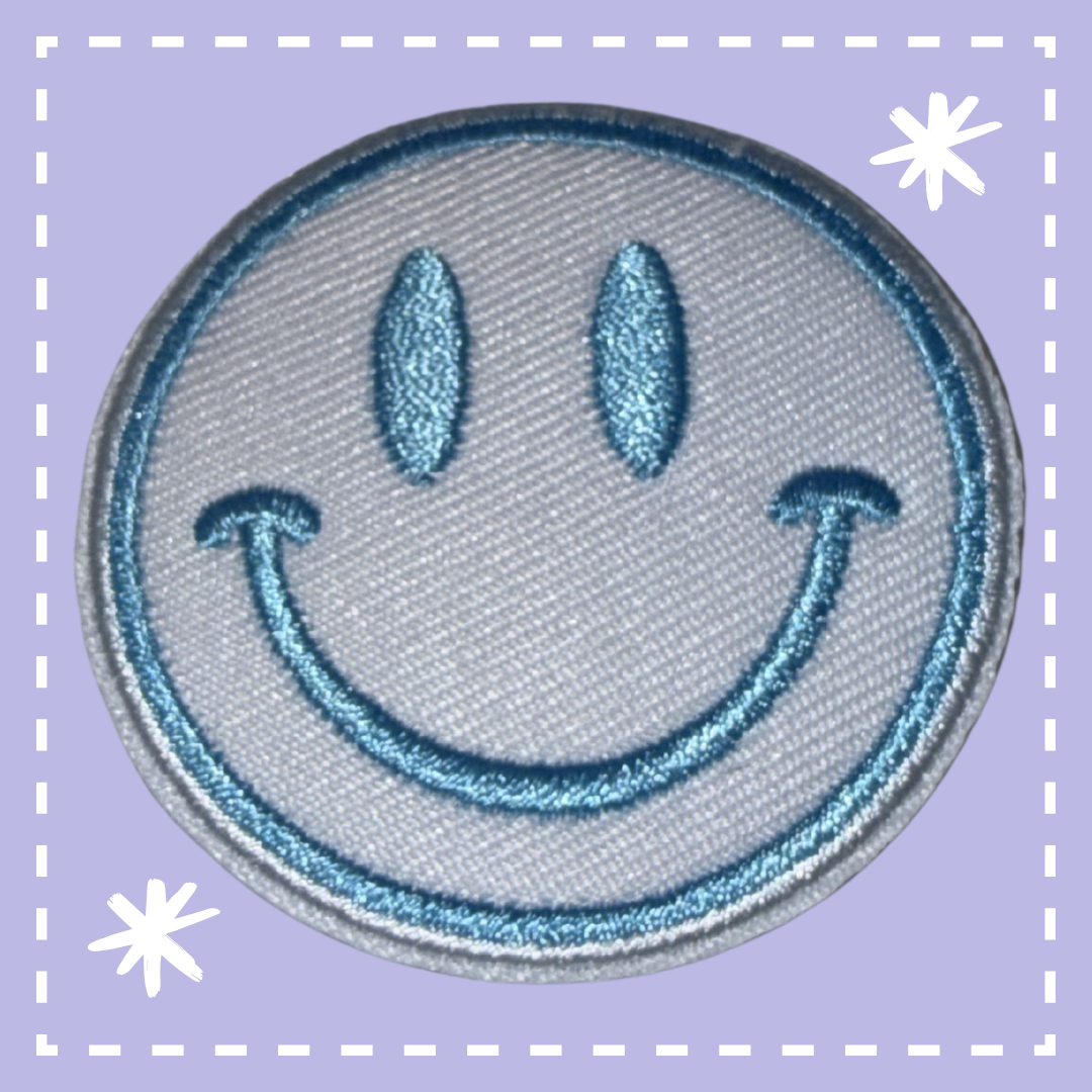 Smiley Face Patch: White/Teal