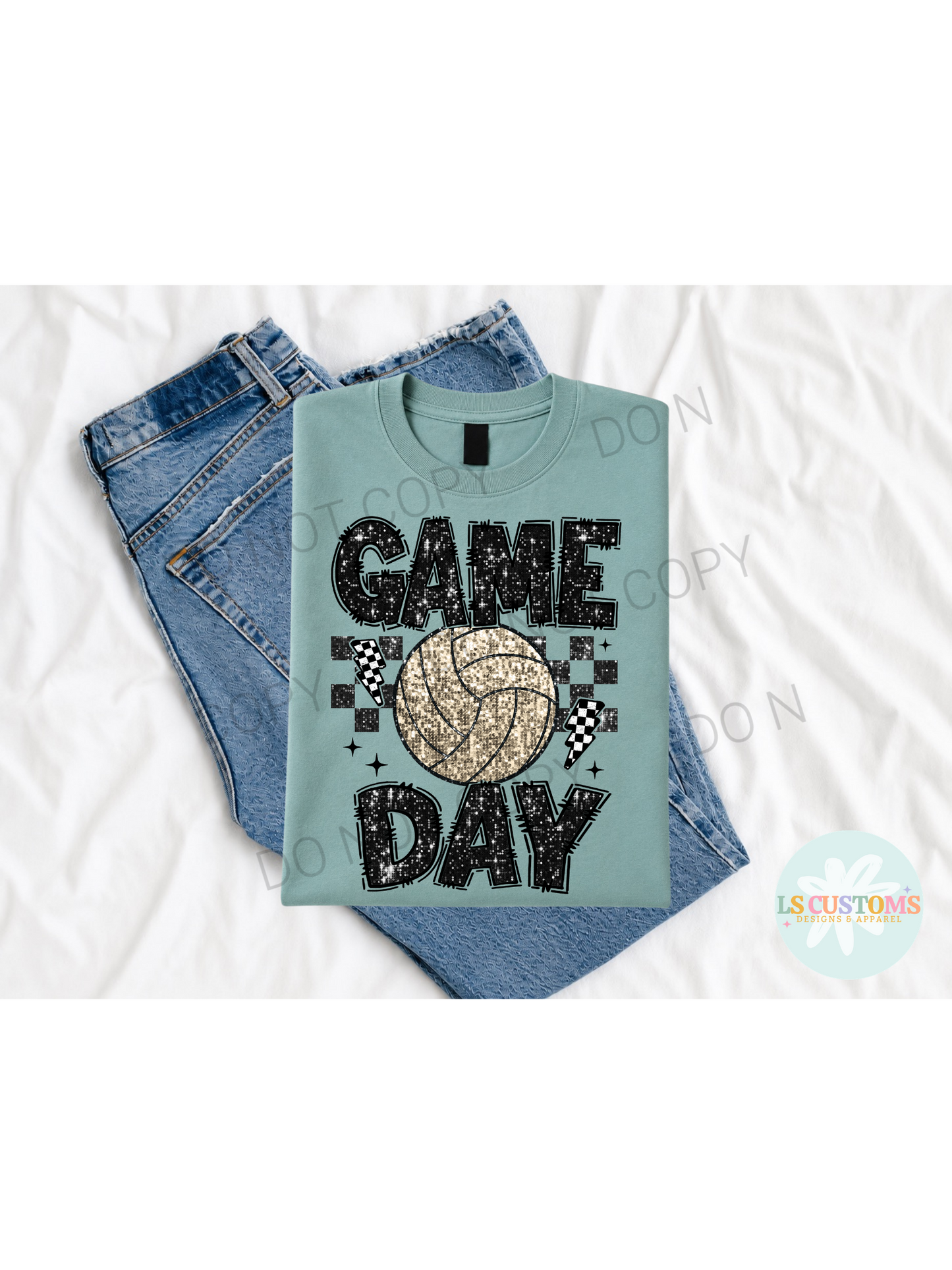 Faux Glitter Game Day