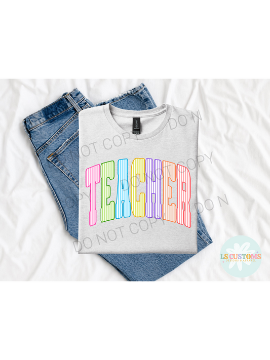 Neon Stripes Teacher