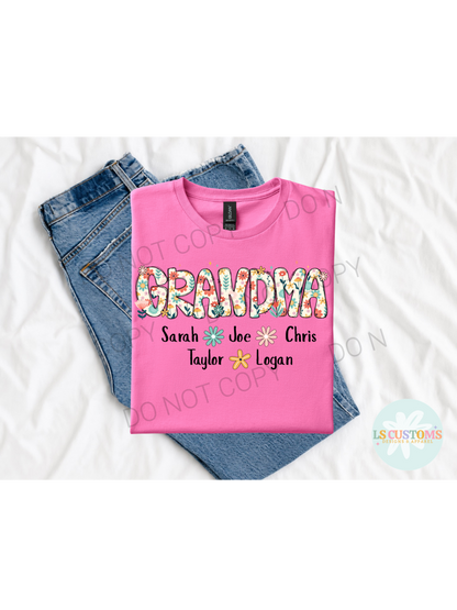 Floral Grandma with Names