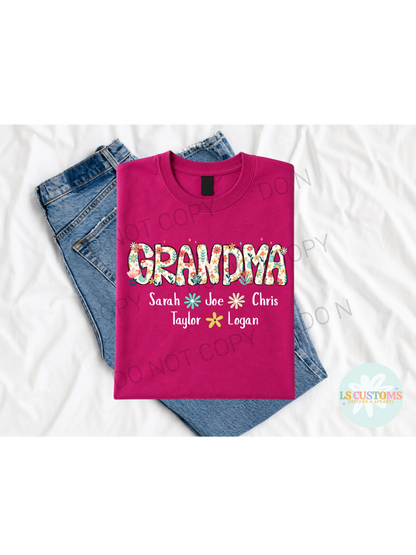 Floral Grandma with Names