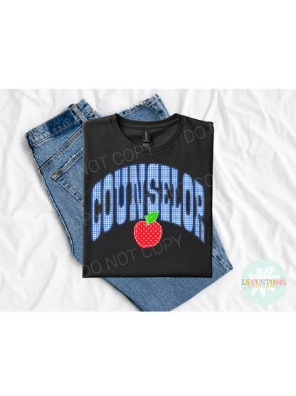 Blue Gingham Apple School Occupation: 5 Options