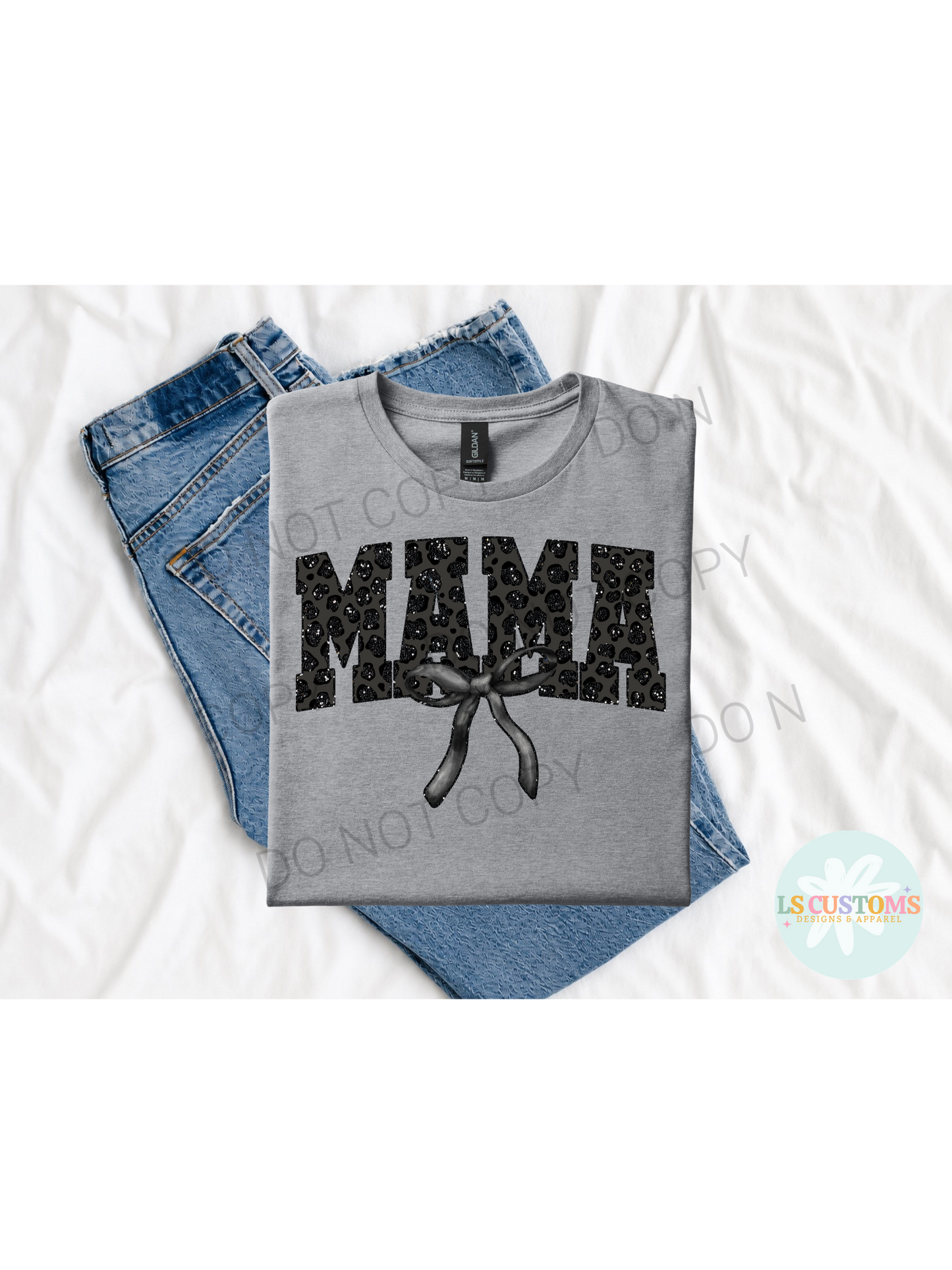 Faux Glitter Mama Bow