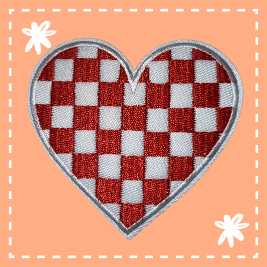 Checkered Heart Patch: Red
