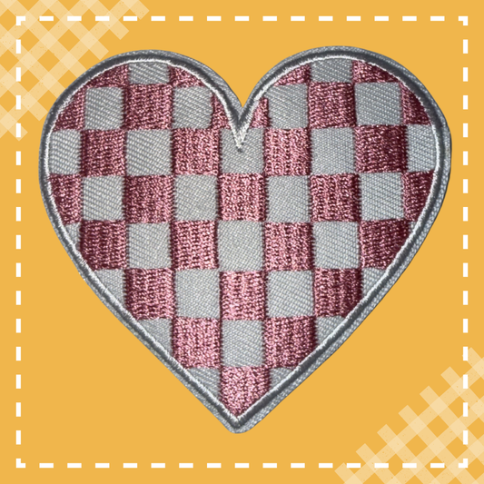 Checkered Heart Patch: Pink