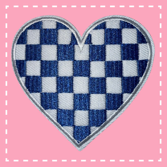 Checkered Heart Patch: Blue