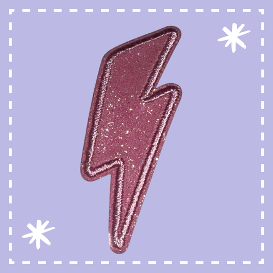 Glitter Lightning Bolt Patch: Pink