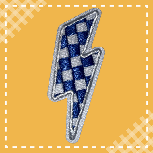 Checkered Lightning Bolt Patch: Royal