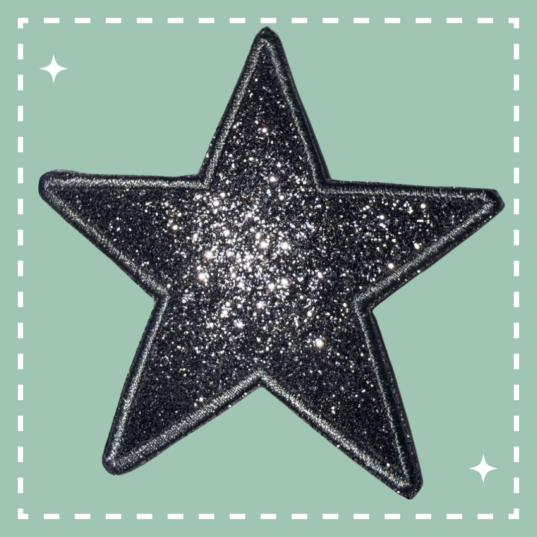 Glitter Star Patch: Gray