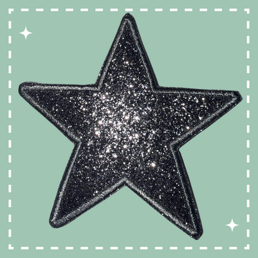 Glitter Star Patch: Gray
