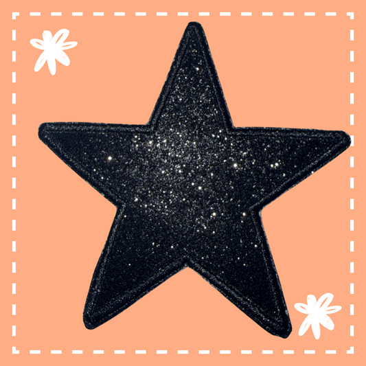 Glitter Star Patch: Black