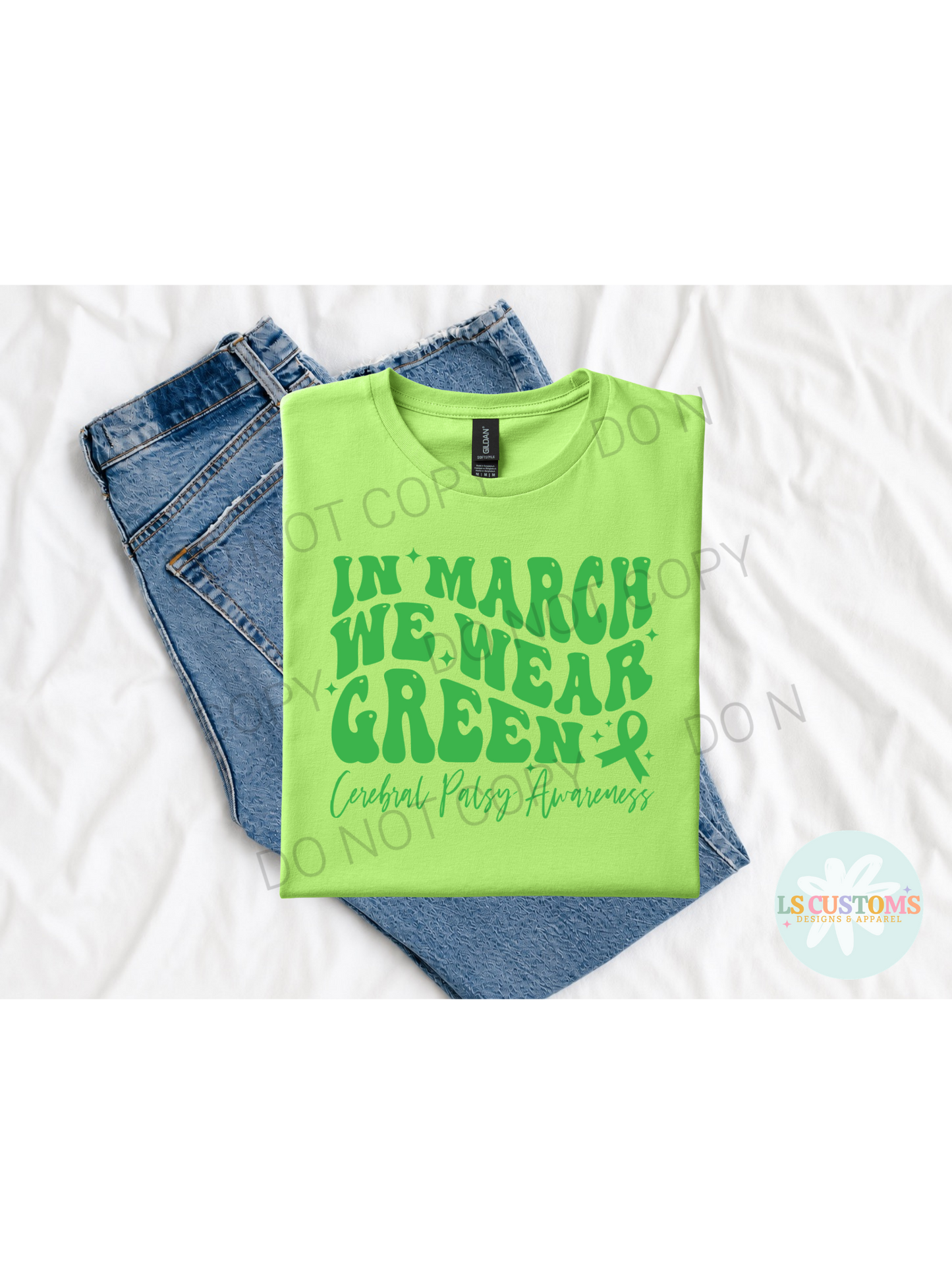 In March We Wear Green Bubble Letters
