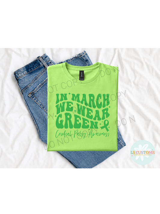 In March We Wear Green Bubble Letters