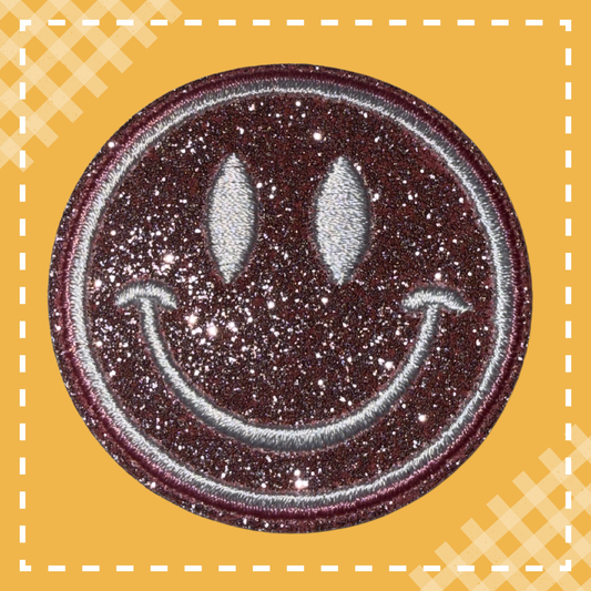 Glitter Smiley Face Patch: Light Pink