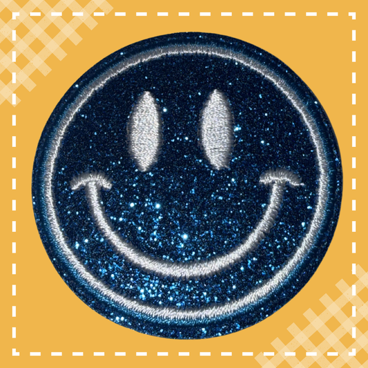 Glitter Smiley Face Patch: Royal