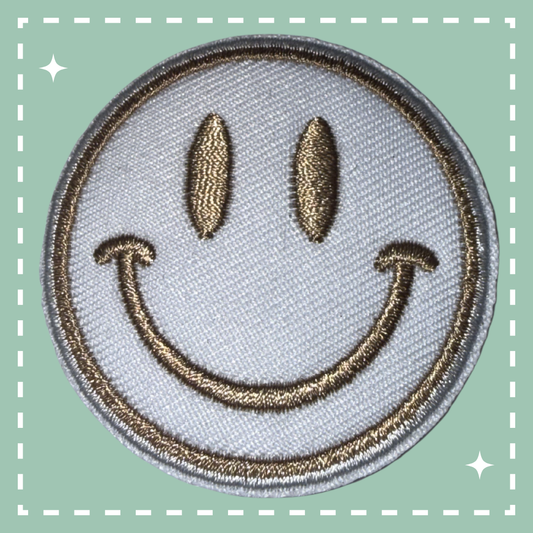 Smiley Face Patch: White/Khaki