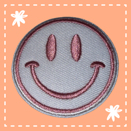 Smiley Face Patch: White/Light Pink