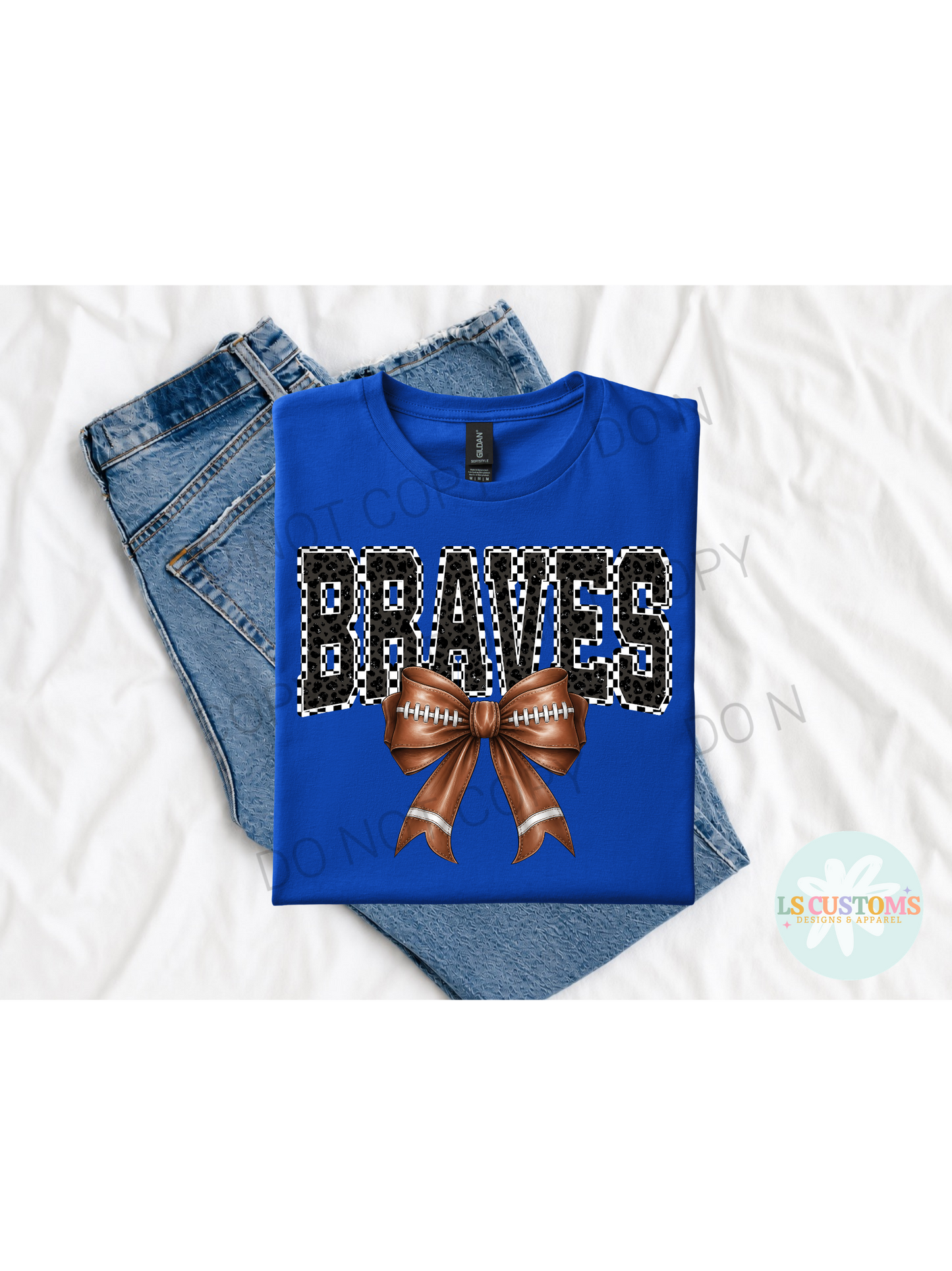 Checkered Braves Football Bow